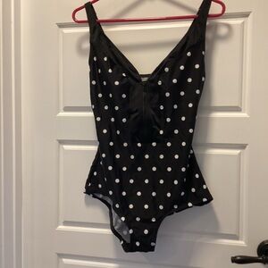 Black and White Polka Dot Swimsuit by Grabar with Zipper. 14